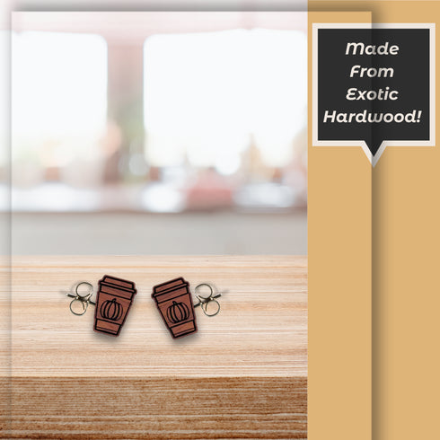 Fall Pumpkin Spice Wooden Stud Earrings-Laser Engraved